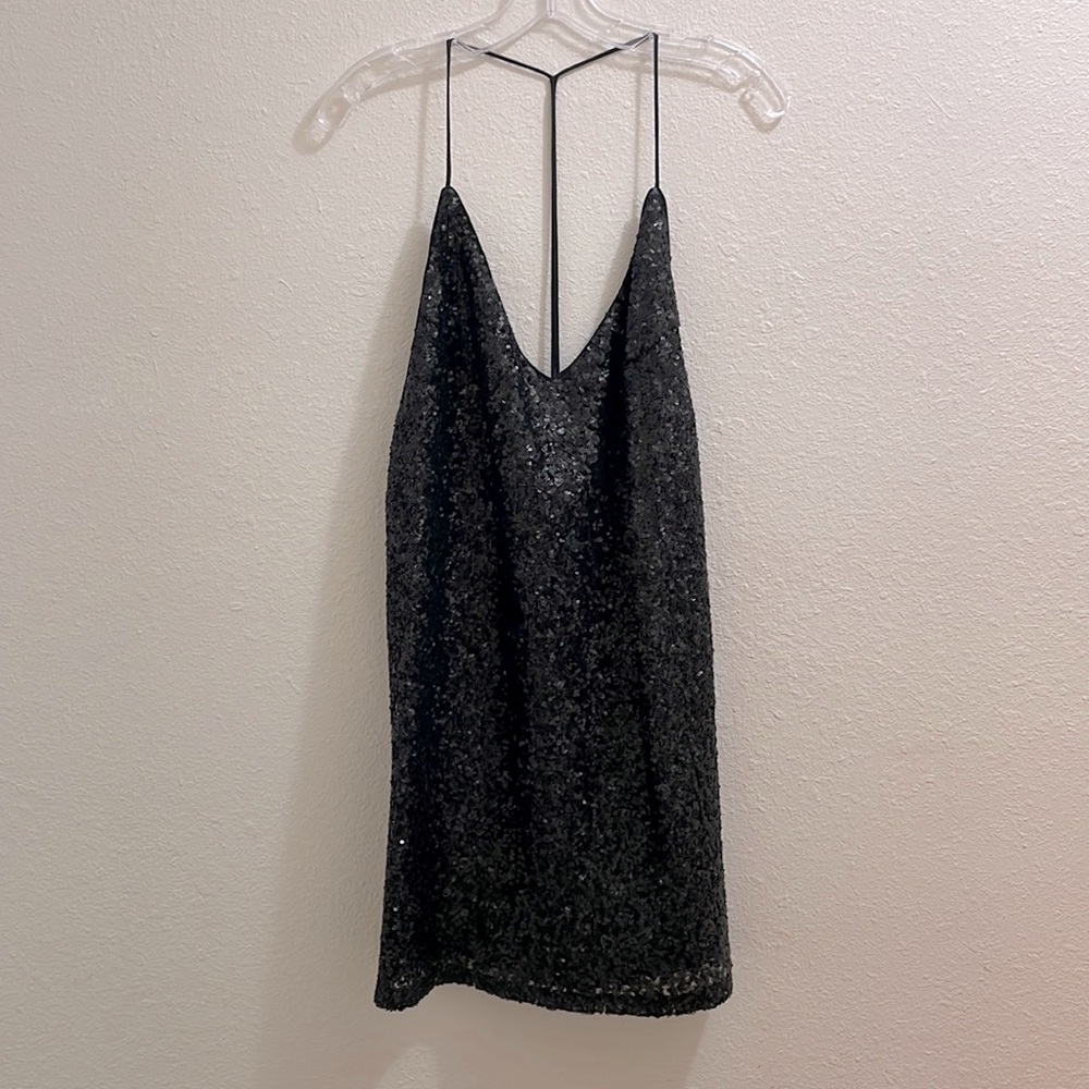 Black Sequin Strap Dress